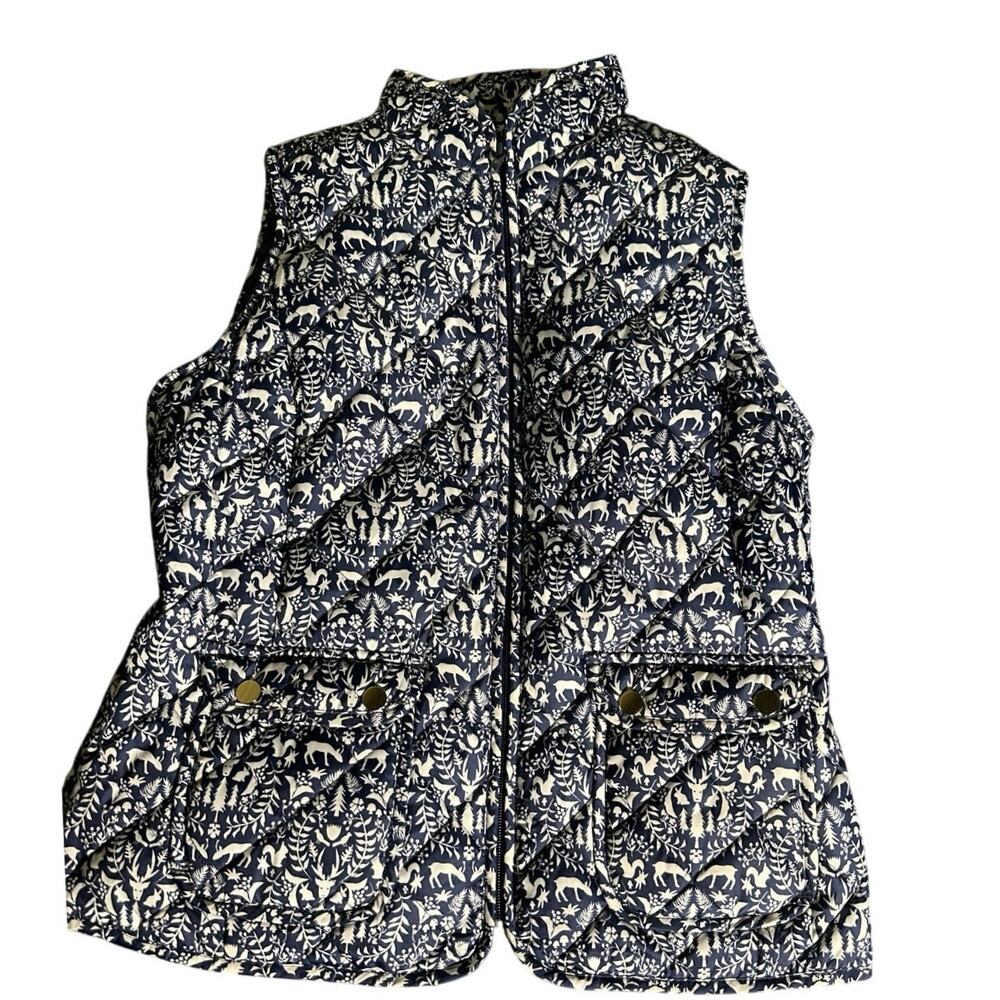 St. John Bay Navy Nature Wildlife Animal Quilted Sleeveless Small Puffer Vest